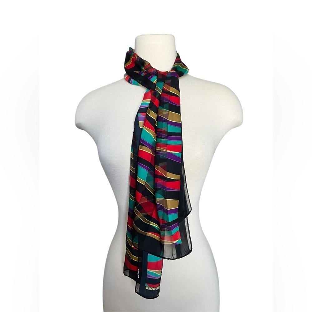Elaine Gold Multicolor Sheer Scarf Lightweight Rainbow Festival Boho